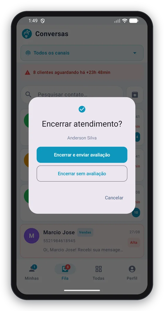 Encerre enviando o CSAT